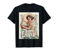 Panier à œufs Vintage pour Fille Style Art Nouveau Lapin Printemps T-Shirt