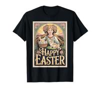 Panier à œufs Vintage pour Fille Style Art Nouveau Lapin Printemps T-Shirt