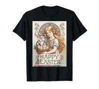 Panier à œufs Vintage pour Fille Style Art Nouveau Lapin Printemps T-Shirt
