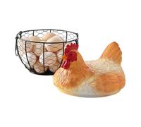 Panier à œufs vintage - Support de rangement en métal | Panier à œufs avec couvercle de poule pour la collecte de fruits, collations, ferme, cuisine, bureau