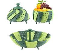 Panier à Vapeur de légumes,2 pcs Panier vapeur, Panier à vapeur pliable, paniers à vapeur à haute température, paniers à vapeur pour légumes réglables pour fruits et légumes, vert