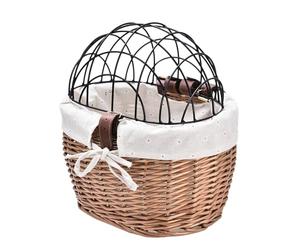 Panier à vélo en Saule,Panier à vélo en Osier pour Animaux de Compagnie avec Couvercle en Treillis métallique | de de Guidon détachable, Panier de en Osier pour Petits Chiens Chats