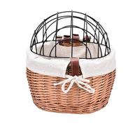 Panier à vélo en Saule | Willow Panier de vélo tissé à l'avec Couvercle en Treillis métallique - Porte-Chien de Polyvalent Amovible, siège de Chien de Panier tissé de pour