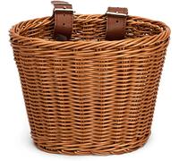 Panier à Vélo Enfant, SILARLAIT Panier Vélo Avant pour Guidon Enfant, Tricotage à la Main, Maille Serrée, Deux Sangles Réglables & Détachable, Panier Vélo pour Filles Garçons (Brun)