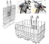Panier à Vélo Montagne Panier Bicyclette Pliable en Maille Métallique Panier de vélo Avant Pliable Panier de Caisse Amovible