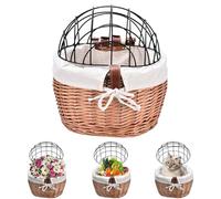 Panier à vélo pour Chien | Panier à vélo en Osier pour Animaux de Compagnie avec Couvercle en Treillis métallique - Paniers de tissés Amovibles, Porte-vélos pour Chat, Panier de pour Animal