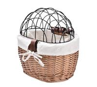 Panier à vélo pour Chien,Willow Panier de vélo tissé à l'avec Couvercle en Treillis métallique - Porte-Chien de Polyvalent Amovible, siège de Chien de Panier tissé de pour