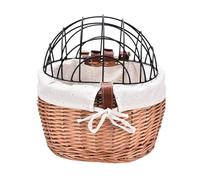Panier à vélo pour chiens - Willow Panier de vélo tissé à l'avec couvercle en treillis métallique | Paniers de vélo tissés amovibles, porte-vélos pour chat, panier de vélo pour animal de compagnie, pa