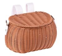 Panier à vélos pour enfants | panier de scooter d panier de vélo de forme en forme de panier de vélo en osier portable pour enfants avec sangles et couvercle panier de vélo avant détachable paniers à