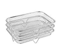 Panier Airfryer, étagère empilable, support de repos de steak amovible à 3 couches, multicouche pour déshydratation, grillades et aliments croustillants, 19,5 x 13,4 cm, acier inoxydable 304