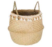 Atmosphera Panier Alina pliable en roseau naturel à pompons D30 cm TU