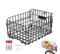 Panier arrière de vélo - Panier de vélo universel pliable | Bassket avec feu arrière réfléchissant | Panier arrière de vélo en acier | Organisateur de rangement pour accessoires de cyclisme pour homme