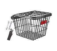 Panier arrière pour vélo, Compatible avec la Plupart des Porte-vélos arrière, vélos pliants pour Enfants, 15,75 x 8,66 x 11,02 Pouces, Panier de Rangement en Fer Noir avec Couvercle