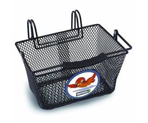 Panier avant BASIL BAS6ABLK pour vélo adulte - Motif animal - Maille en acier - Crochets guidon doubles - Noir