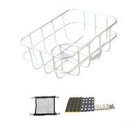 Panier avant de vélo avec porte-bouteille d'eau en alliage d'aluminium léger, forte capacité de charge, fil métallique épais pour VTT et vélos, noir et argent (plaque fixe argentée)