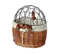 Panier avant de vélo en rotin avec couvercle, panier de rangement pour guidon de vélo avec sangle de fixation, panier tissé réglable