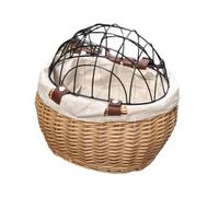 Panier avant de vélo en rotin avec roulement à couvercle et panier réglable de la sangle