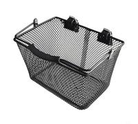 Panier avant de vélo pour enfant avec poignée, construction en fer robuste et renfort inférieur, conçu pour une fixation facile aux vélos et tricycles pour enfants à l'aide de la sangle intégrée (noir