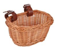 Panier avant de vélo traditionnel moyen en osier avec sangles en cuir--