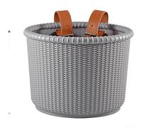 Panier avant en plastique conçu pour les vélos et scooters pour enfants avec structure en polypropylène renforcé et système de fixation à boucle en cuir réglable (gris)