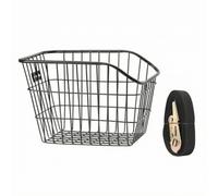 Panier Avant Vélo en Métal, 40x33x28cm, Panier avec Sangle De Fixation | Rebord Supérieur Doublé, Rectangulaire, pour déplacements quotidiens, Cyclistes, Navetteurs