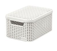 Panier avec couvercle Curver Rattan Style S Crème Brun foncé Brun, Gris foncé