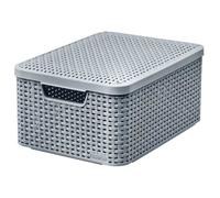 Panier avec couvercle - CURVER - Style M - 38.6 x 28.7 x 17 cm - Plastique - Gris clair
