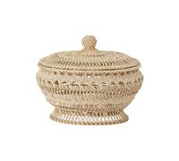 Panier avec couvercle en rotin beige, rond, fait main - Bloomingville, Nil - Ø22x18 cm