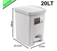Panier Avec Pédale Elegance Poubelle 20L de Cuisine Salle Bain Effet Osier Rotin