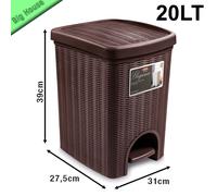Panier Avec Pédale Elegance Poubelle 20L de Cuisine Salle Bain Effet Osier Rotin