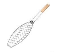 Panier Barbecue Antiadhésif Pour Légumes Et Poissons | Acier inoxydable, poignée bois, design pliable, antiadhésif, 65x12cm compact