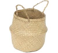 Panier Belly Compactor en Jonc de Mer - Forme Ronde, Medium (27x27x26 cm), Tressé à la Main, Couleur Naturelle Label