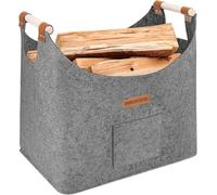 Panier bois cheminée XL panier buche en feutre très épais et poignée renforcée | Pliable Sac en feutre pour les courses, le bois, le journal(Gris pigeon)