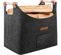 Panier bois cheminée XL panier buche en feutre très épais et poignée renforcée | Pliable Sac en feutre pour les courses, le bois, le journal(Gris ardoise)