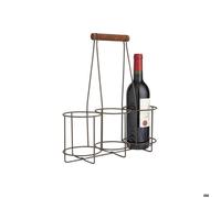 Panier bouteilles en métal vieilli et bois 3 bouteilles
