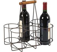 Panier bouteilles en métal vieilli et bois 6 bouteilles