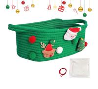 Panier Cadeau De Noël - Panier De Rangement Décoratif En Corde De Coton 30,5 X 20,3 X 11,9 Cm | Ensemble D'emballage Cadeau Vide Avec Sac Et Nœud | Organisateur De Cadeaux De Noël, Bonbons Du Père Noë
