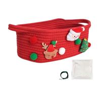 Panier Cadeau De Noël - Panier De Rangement Décoratif En Corde De Coton 30,5 X 20,3 X 11,9 Cm | Ensemble D'emballage Cadeau Vide Avec Sac Et Nœud | Organisateur De Cadeaux De Noël, Bonbons Du Père Noë