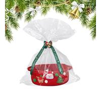 Panier cadeau de Noël vide, panier en corde en coton tressé 12 x 8 x 4,7 pouces avec poignées, kit complet de bricolage comprend sac cadeau et boîte décorative de Noël pour les Va