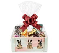 Panier Cadeau de Pâques à Garnir - Caisse en Bois avec Lapin - Kit Complet avec Film Cellophane, Nœud & Frisure - Set DIY Réutilisable Style Campagne by khevga