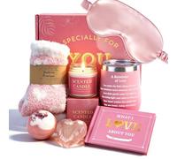 Panier cadeau de Saint-Valentin pour femme - Panier cadeau unique avec tasses thermos, savon fait main en forme de cœur, masques pour les yeux, cadeau de Saint-Valentin pour femme, petite amie, maman
