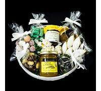 PANIER CADEAU DECOUVERTE CONFISERIES comprenant 9 produits (1 pot miel 250gr, 1 pot confiture 250 gr, et 630 gr de confiseries).