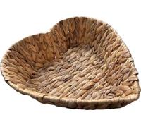 Panier cadeau en forme de cœur en jacinthe d'eau - Naturel - Avec matériau de remplissage en papier et film cadeau - Idéal pour Noël, la Saint-Valentin, un mariage ou comme panier de présentation