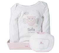 Panier Cadeau Nouveau-né - Body Personnalisé Bébé (6-12 mois) et Bavoir avec Prénom Brodé -Rose | BebeDeParis