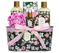 Panier cadeau pour femme, ensemble de 8 pièces de beauté et de soins du corps avec roses et jasmin, paquet de soins pour le bain à domicile, kit spa relaxant pour soins personnels, cadeau