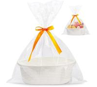 Panier Cadeau Vide - 1 Pièce - Coton Tressé Blanc - Pliable Avec Ruban - Pour Mariage Baptême Anniversaire - 31 ECARTEUR - SPECULUM