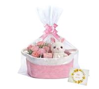 Panier Cadeau Vide à Garnir,Panier Rangement en Coton Tressé Avec Sacs Cadeaux Rubans et Cartes Cadeaux,Panier de Présentation Vide pour Diverses Fêtes,Noël,Anniversaire,Mariage,Pâques