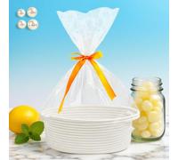 Panier Cadeau Vide à Garnir Tressé avec Sacs Cadeaux et Rubans, Panier Garni a Offrir Panier de Présentation Vide pour Anniversaire, Mariage, Noël, Fête Prénatale, Halloween, Thanksgiving (blanc)