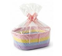 Panier cadeau vide avec anse en corde de coton pour cadeaux, 30 cm | Organiseur stable et inodore en pur coton sans bords ; idéal comme panier pliable pour cosmétiques, jouets et table à langer.