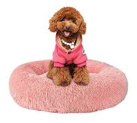 Panier Chat Chien Lit Rond pour Chats Chiens Peluche Coussin pour Animaux de Compagnie Moelleux Paniers Donut pour Chat Petit Chien Moyen (70CM, Rose)